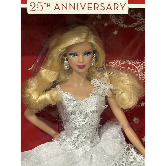 Barbie 2013‎ Holiday Doll 25th Anniversary Collector Blonde Silver Gown New Box - Picture 1 of 10